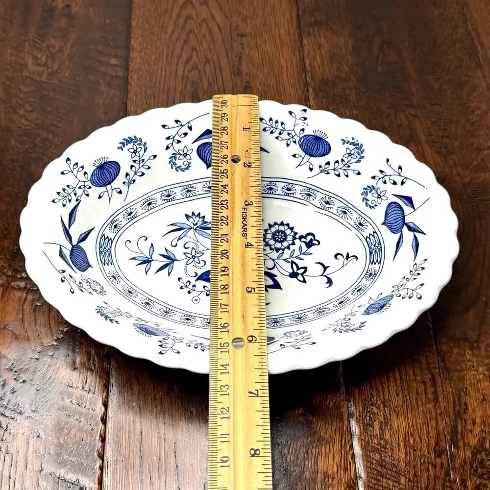 Vintage J&G Meakin Blue Nordic Oval Serving Bowl | Blue & White Transferware